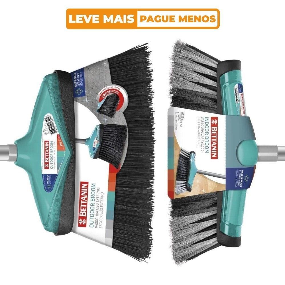 Kit 2 Vassouras Uso Interno e Externo com Cabo Varry 1000 Bettanin em Oferta na Shopee
