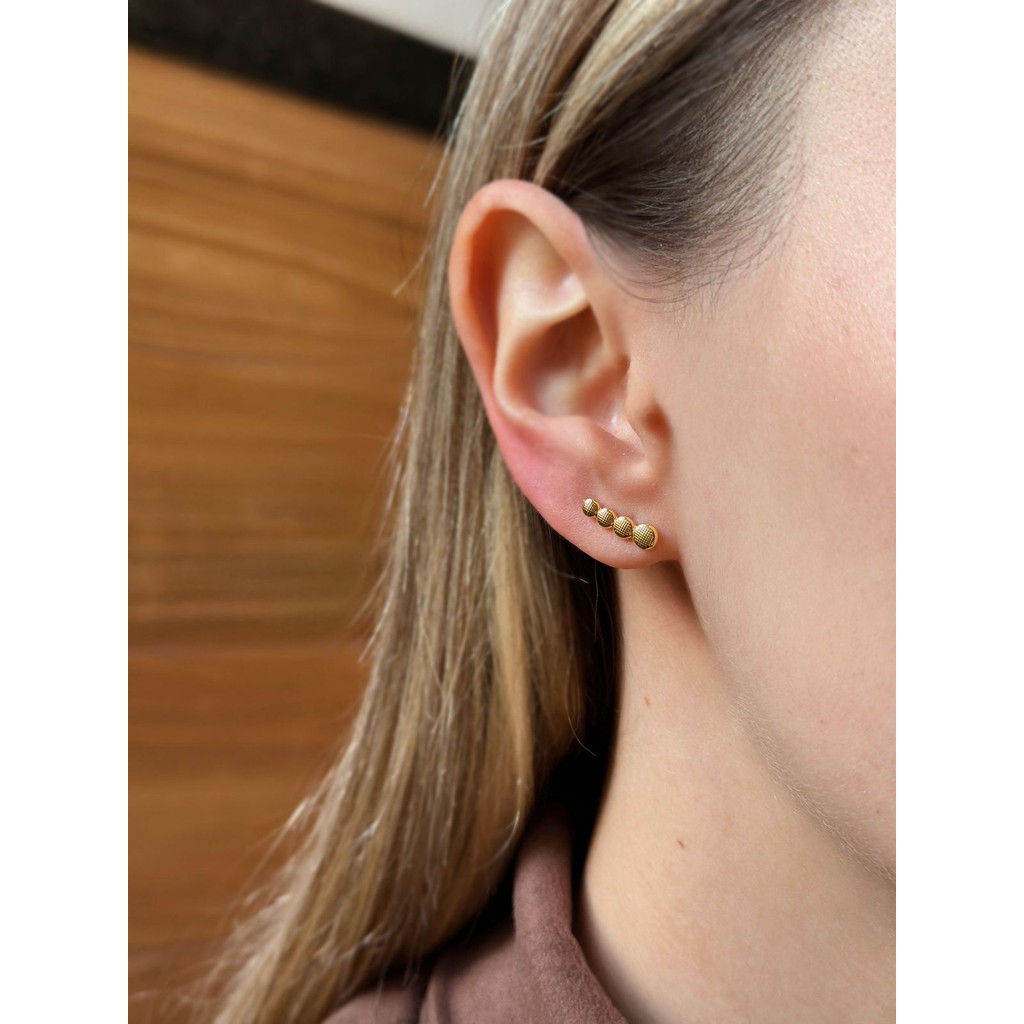 Brincos earcuff earhook semi joia prata 925  ouro 18k esfera