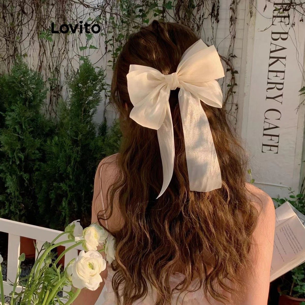 (Trendy) Lovito Tiara Simples de Laço para Mulheres LFA06177 (Branco/Rosa/Azul) em Oferta na Shopee