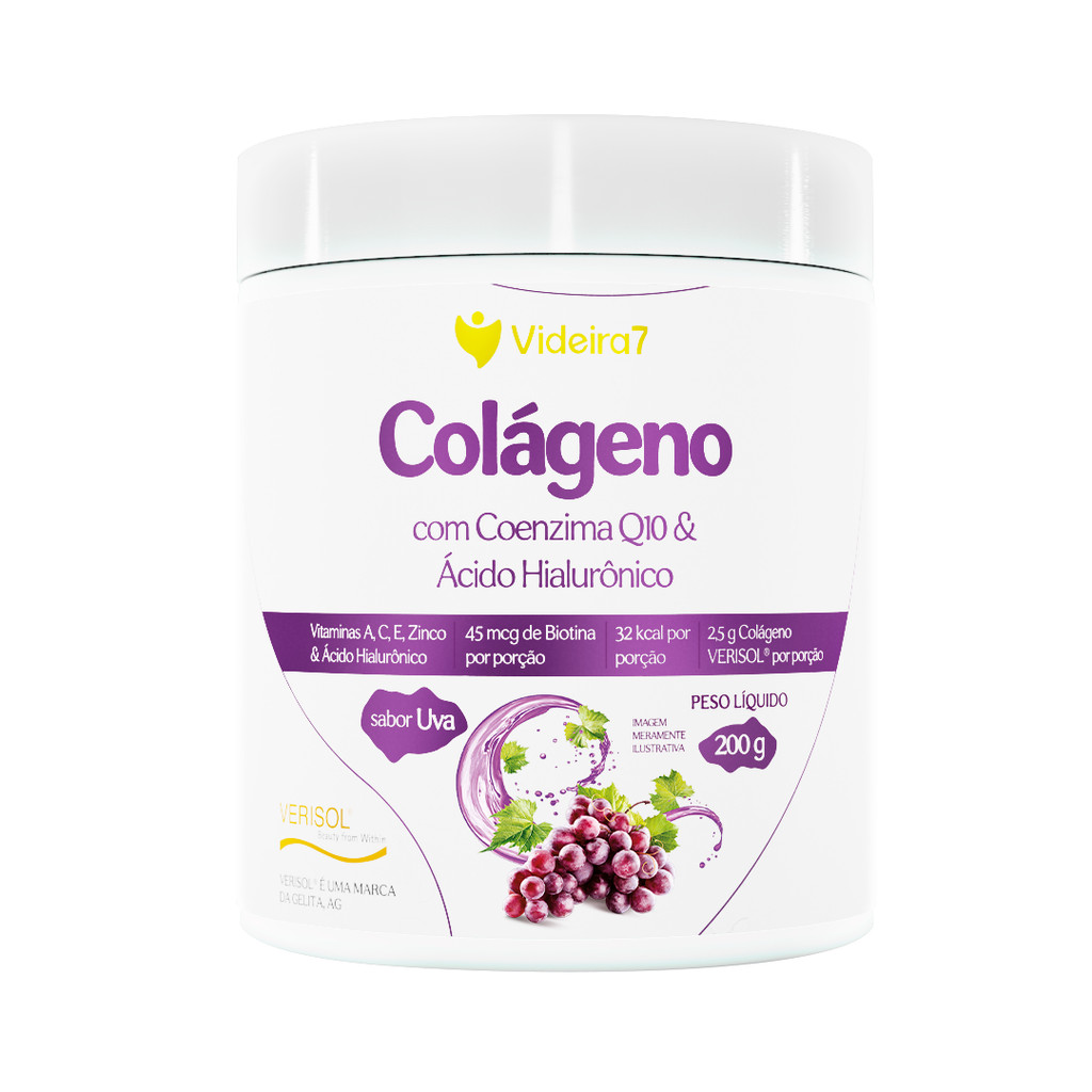 Colágeno Verisol CoQ10 Hialuronico Uva - 200g - Videira 7 em Oferta na Shopee