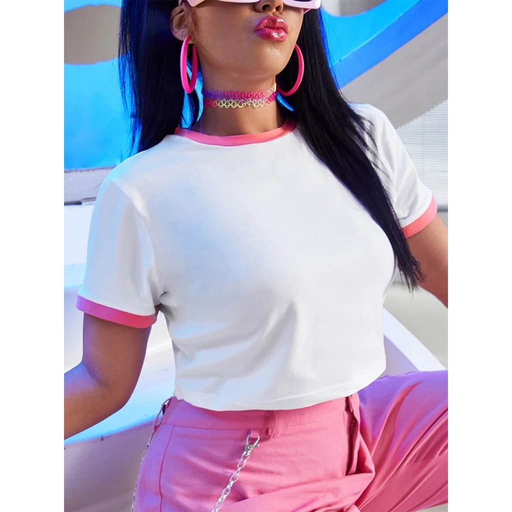 Blusa Cropped Ringer tee Rosa Soltinha - No Sense