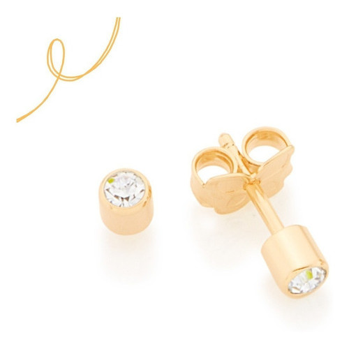 Brinco Rommanel Segundo Furo Cristal Folheado A Ouro 523172 em Oferta na Shopee
