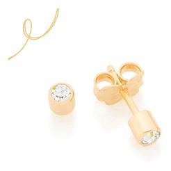 Brinco Rommanel Segundo Furo Cristal Banhado A Ouro 523172