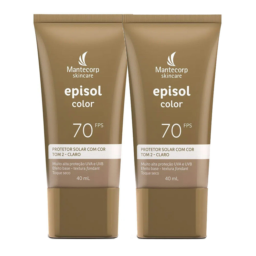 Kit 2 Protetor Solar Episol Color Tom 2 Claro FPS 70 40ml - Beauty