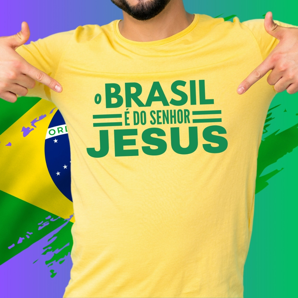 Top Camiseta Bolsonaro Unissex Camisa Michele Bolsonaro O Brasil é do Senhor Jesus Envio Rapido