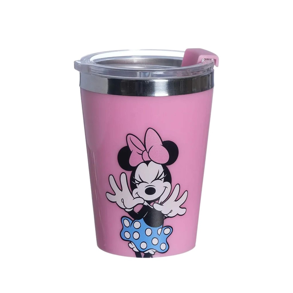 Copo Térmico Viagem Snap 300ml Minnie Mouse Disney Zona Criativa Resistente com Tampa Segura em Oferta na Shopee