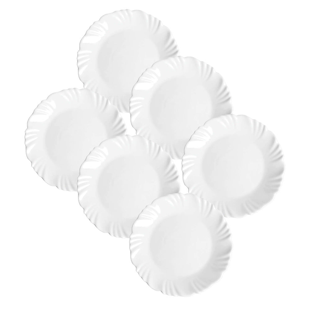 Kit 6 Pratos de Sobremesa Nadir Duralex em Vidro Pétala Branco - Home & Living