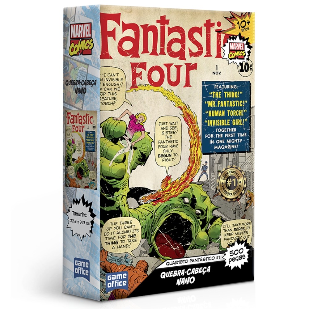 QUEBRA CABEÇA NANO QUARTETO FANTÁSTICO 500 PEÇAS PEQUENAS TOYSTER FILMES SUPER HERÓI MARVEL COMICS