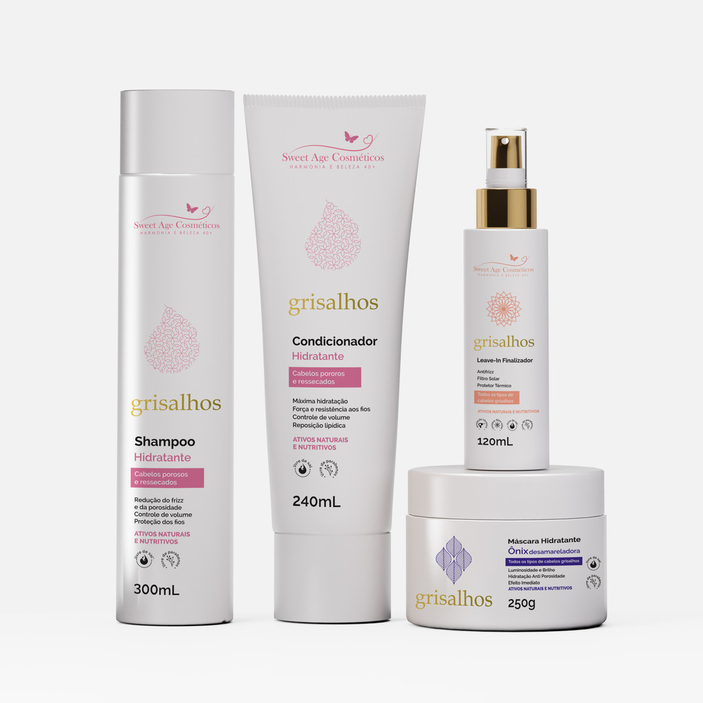 Kit Brancos/Grisalhos Hidratante Desamarelador Shamp+Cond+Spray+Máscara ONIX