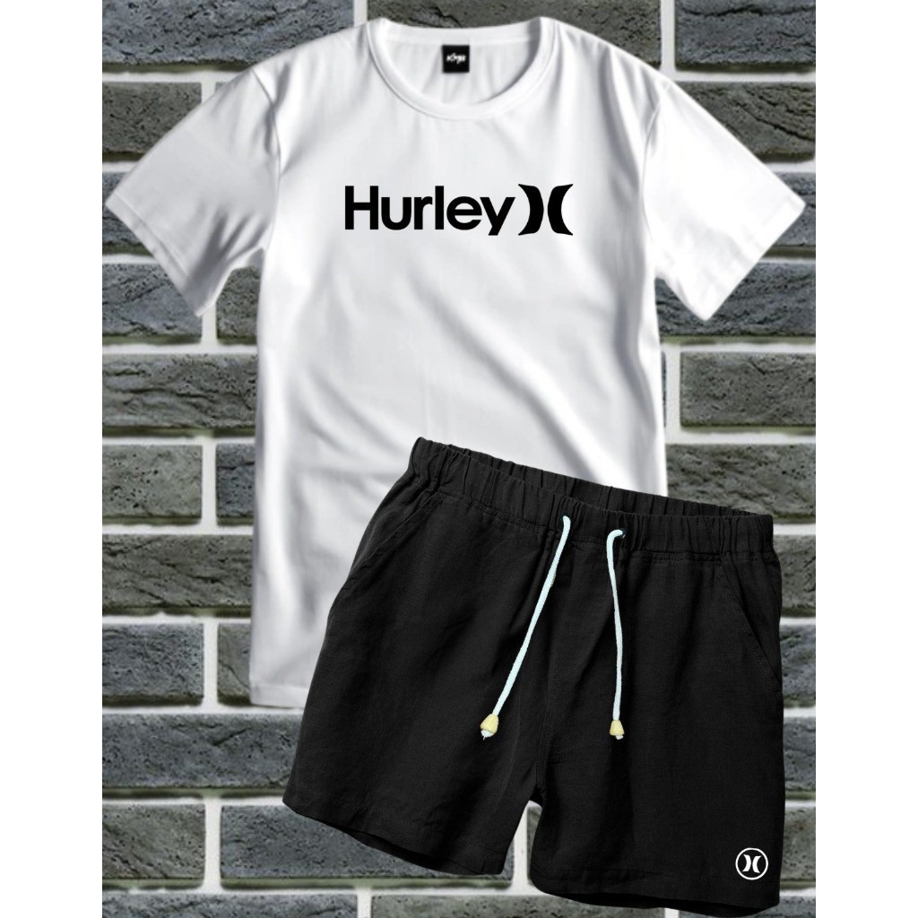 Conjunto kit camiseta e bermuda em LINHO confortavel e estiloso estampa HLW