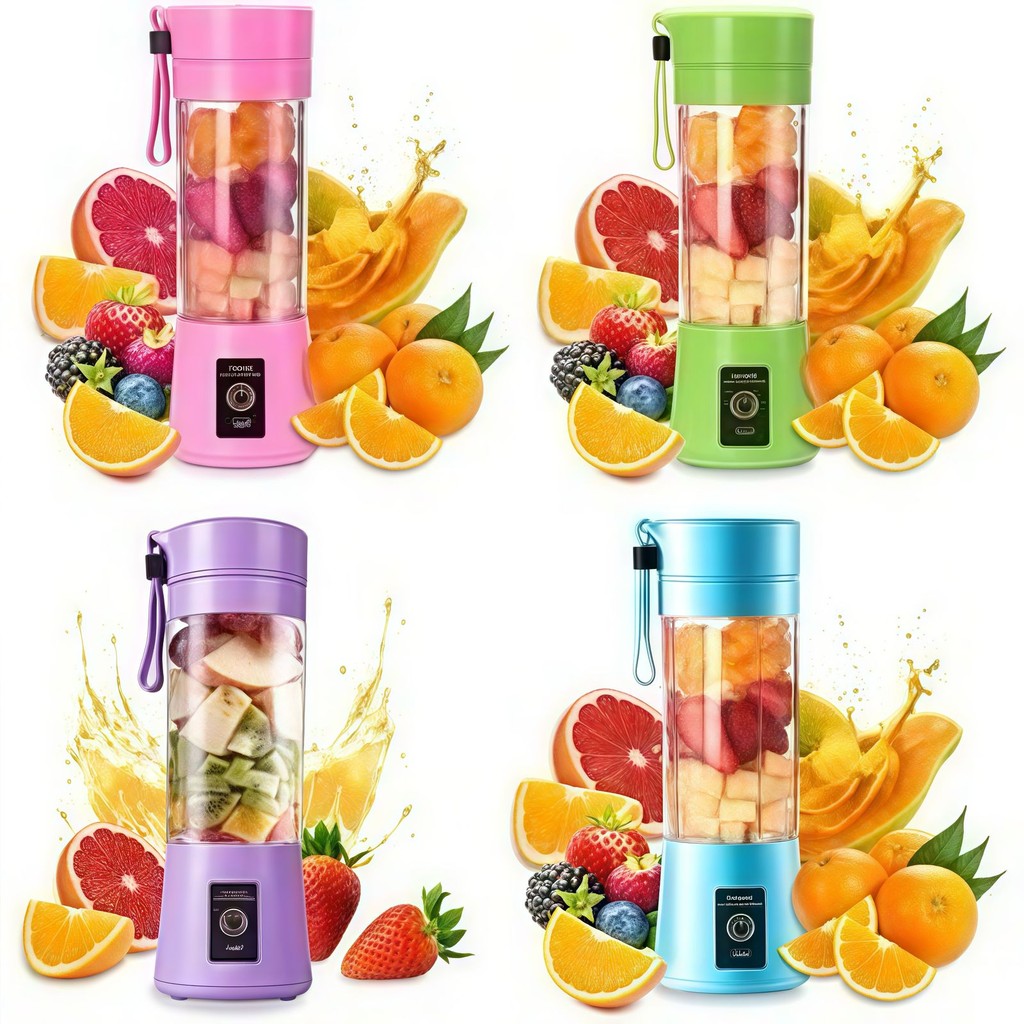 Mini Liquidificador Portátil 6 Lâminas Ultra Afiadas + Cabo USB Recarregável para Shakes e Vitaminas