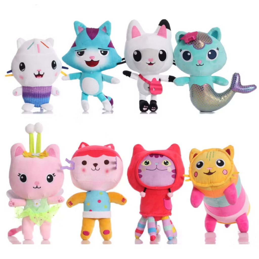 Pelúcia Gabby’s Dollhouse A Casa Mágica da Gabby Pandy Kitty Sereiata Gatuno Bebê Caixa DJ Risonho