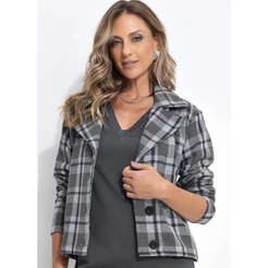 Casaco Tweed Xadrez Cinza Quintess