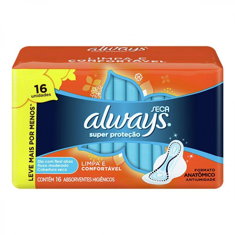 Absorvente Always Cobertura Seca P Com Abas Com 16 Unidades em Oferta na Shopee