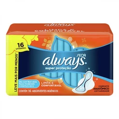 Absorvente Always Cobertura Seca P Com Abas Com 16 Unidades