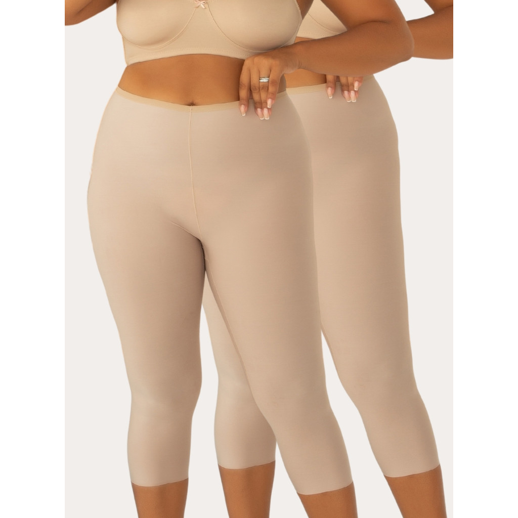 Kit 2 Calça Capri Segunda Pele Legging Meia Modeladora Sem Costura