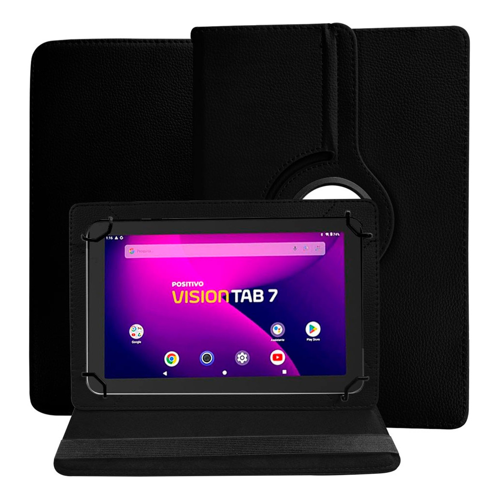 Capa Vision Tab 7 Positivo Anti Impacto Com Suporte Resistente Durável Giratória 360º