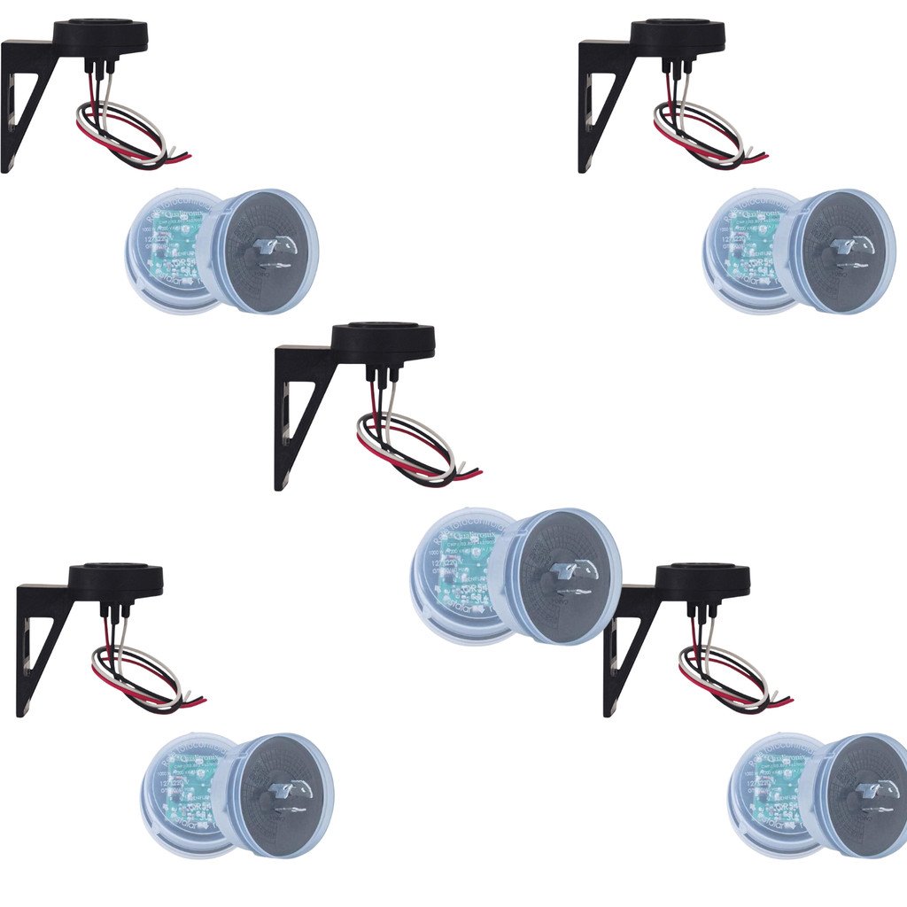 KIT 5 Relé fotocélula Bivolt 1000w Qr54 Qualitronix com Base 3 Pinos Qualitronix