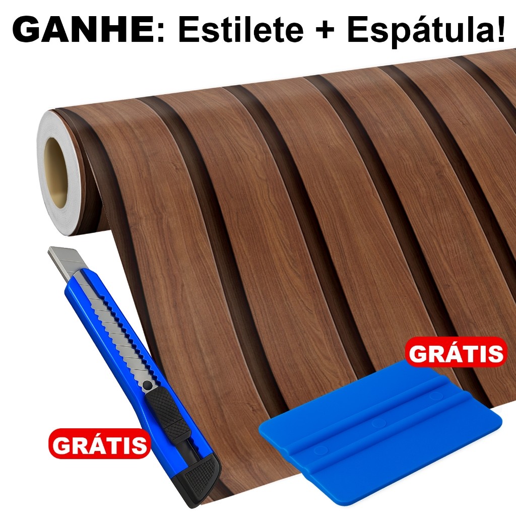 Queima de Estoque! Papel de Parede Adesivo Ripado Madeira Clássica 5 Metros Lavável Decoração Casa