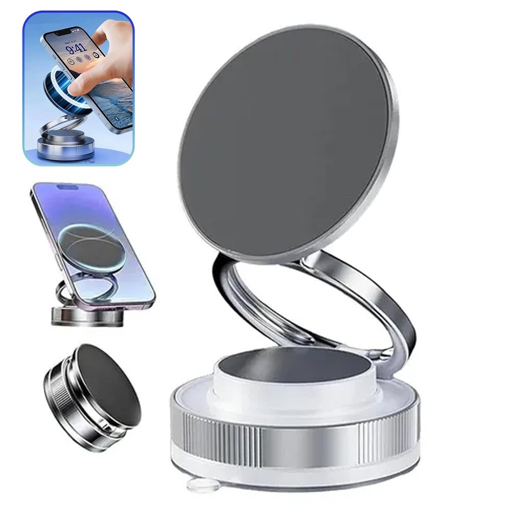 Suporte Magnético Para Celular Fixação C/ Ventosa Sucção Giratório 360 Graus Dobravel Veicular Swave em Oferta na Shopee