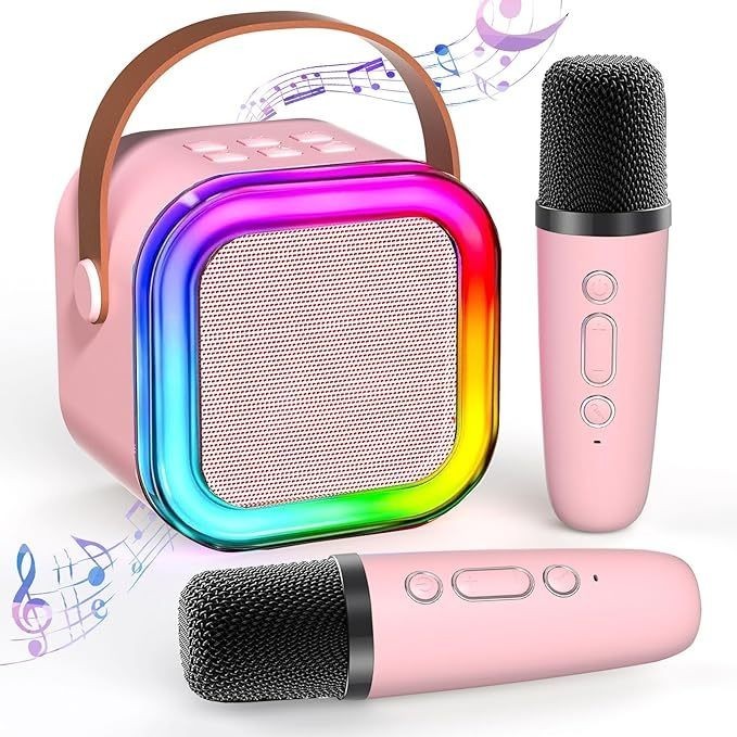 Alto-falante Portable Caixa de Som Bluetooth Karaoke profissional com Microfone Sem Fio, Luzes LED Para Home Family