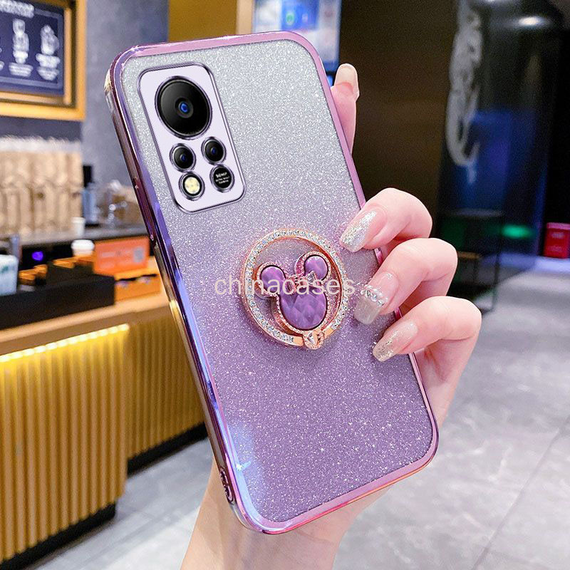 Caixa Infinix Hot 11s NFC Mickey Ring Gradiente De Anel Rosa TPU Soft Shell