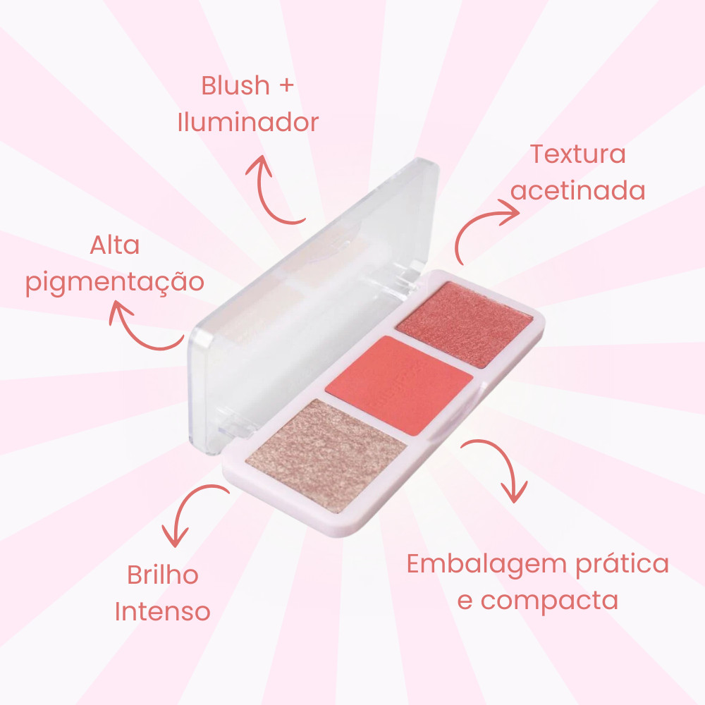 Trio De Blush E Iluminador Ruby Rose Alta Pigmentação Brilho Textura Aveludada Fácil Aplicação Versátil · foto 2
