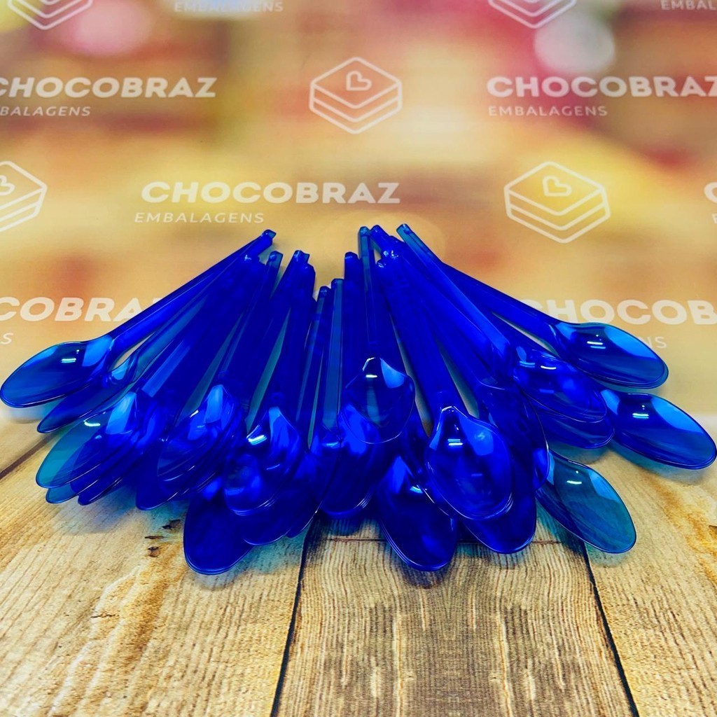50~250 COLHER SOBREMESA PS NEON AZUL BELLO FESTAS - Home & Living