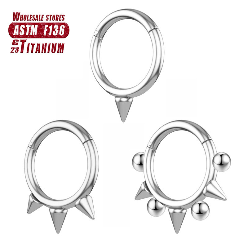 F136 Anéis De Titânio Septum Hoop Cone De Perfuração Helix Clicker De Cartilagem Brincos Tragus Jóias Corporais