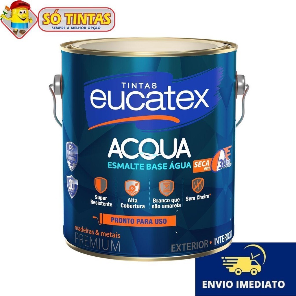 Tinta Esmalte Sintético Acqua Base Água Premium 3,6 Litros Eucatex Branco Fosco Lavável Sem Cheiro em Oferta na Shopee