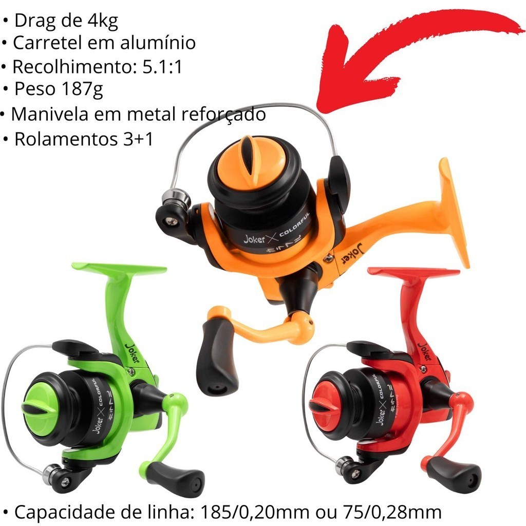 Molinete Carretel de Pesca Maruri Joker 800 Ultra Light Drag 4kg 4 Rol