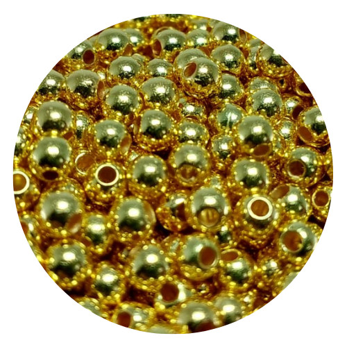 Miçanga até  600 pçs dourada 4mm p/ bijuterias, colares, pulseiras e artesanatos.