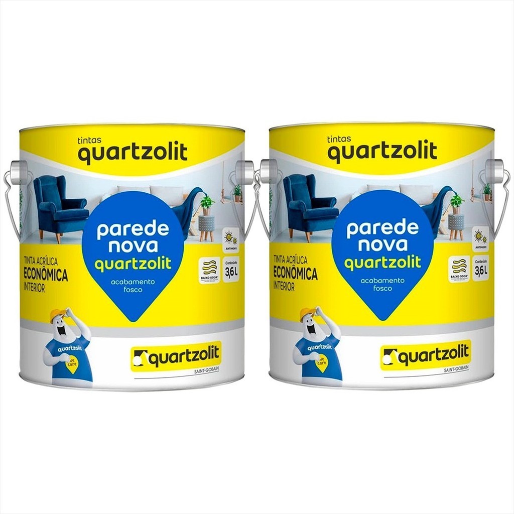 Tinta Acrílica Anti Mofo Econômica Fosca 3,6 L Kit 2 - Cores
