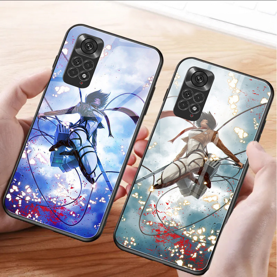 Ataque Ao Titã Mikasa Vidro Temperado Caso De Telefone Para Xiaomi Redmi Nota 8 9 10 4G 11 Pro Plus 12 5G 13 Capa