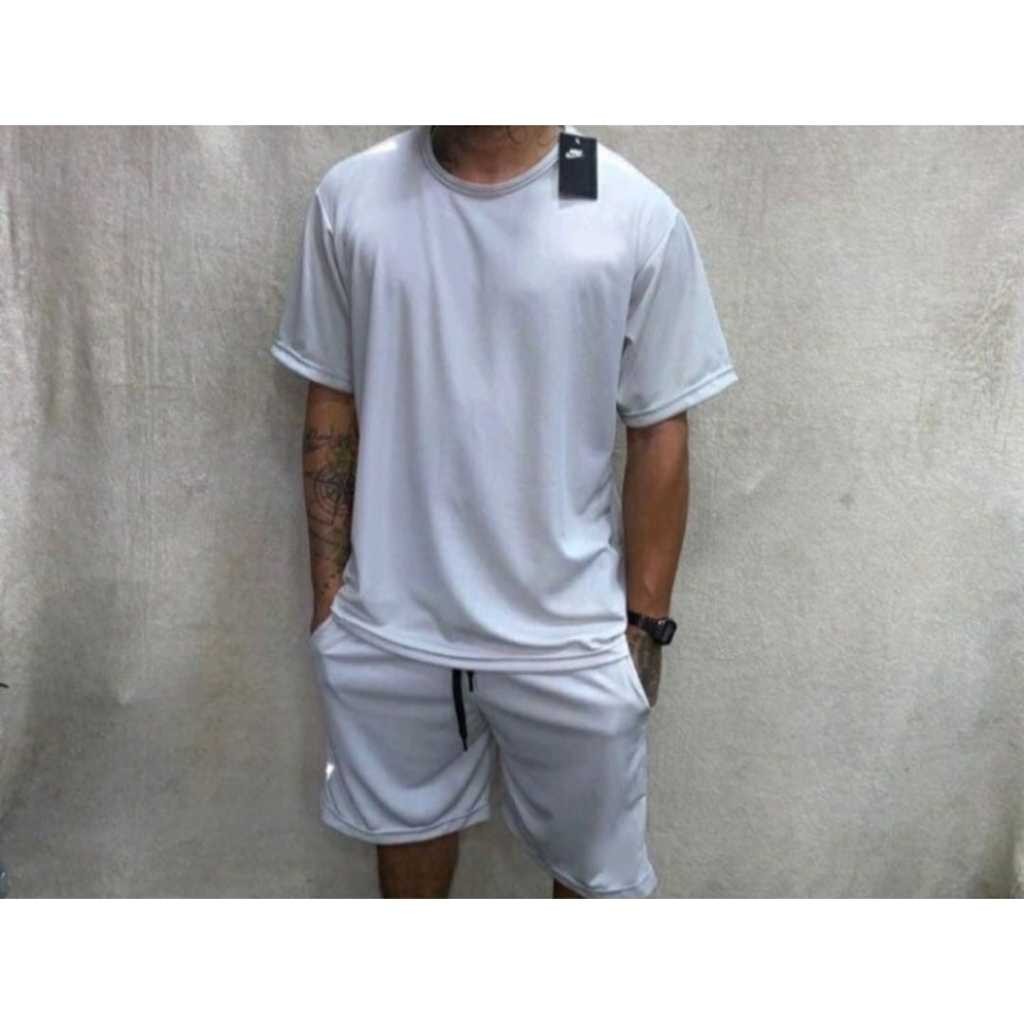 Conjunto Refletivo Treino Academia Bermuda Chimpa e Camiseta Dri Fit Masculino