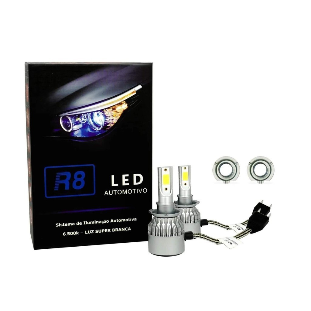 Kit Lâmpada Super LED R8 HEADLIGHT H27/880 Branca 6500K 3000 Lumens JR8 - JH0R8H27