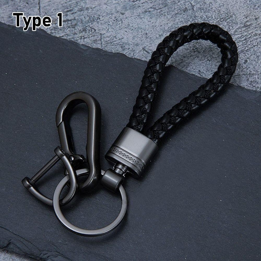 Chaveiro de metal para carro simples e estiloso com cordão de couro removível em Oferta na Shopee