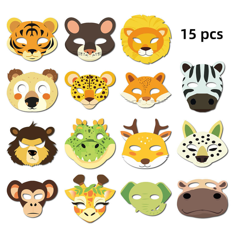 15 Pcs/set Máscaras De Animais Festa Favorece Para Crianças Jungle Safari Tema Aniversário Vestir Suprimentos