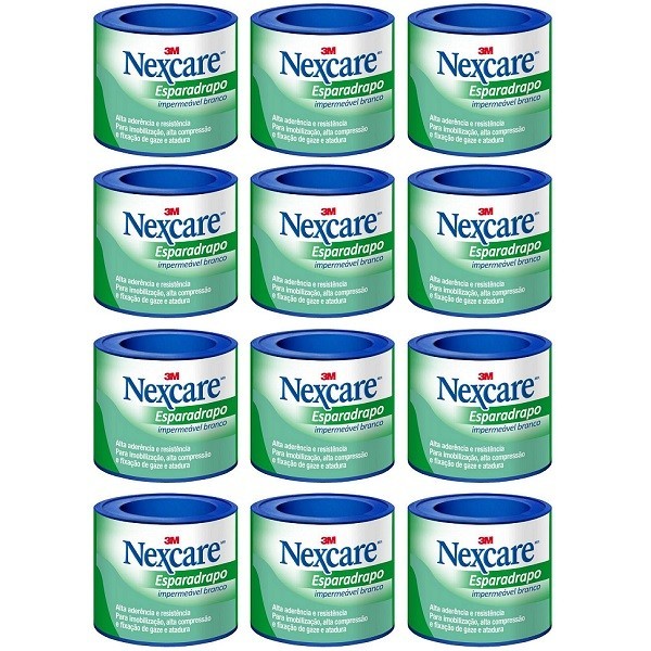 Kit com 12 Esparadrapo Impermeavel Branco Nexcare 25MM X 90CM em Oferta na Shopee
