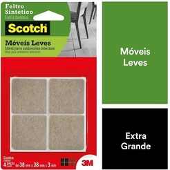 Feltro Adesivo Cadeira Sofa Quadrado GG Marrom 38MM com 4 SCOTCH 3M