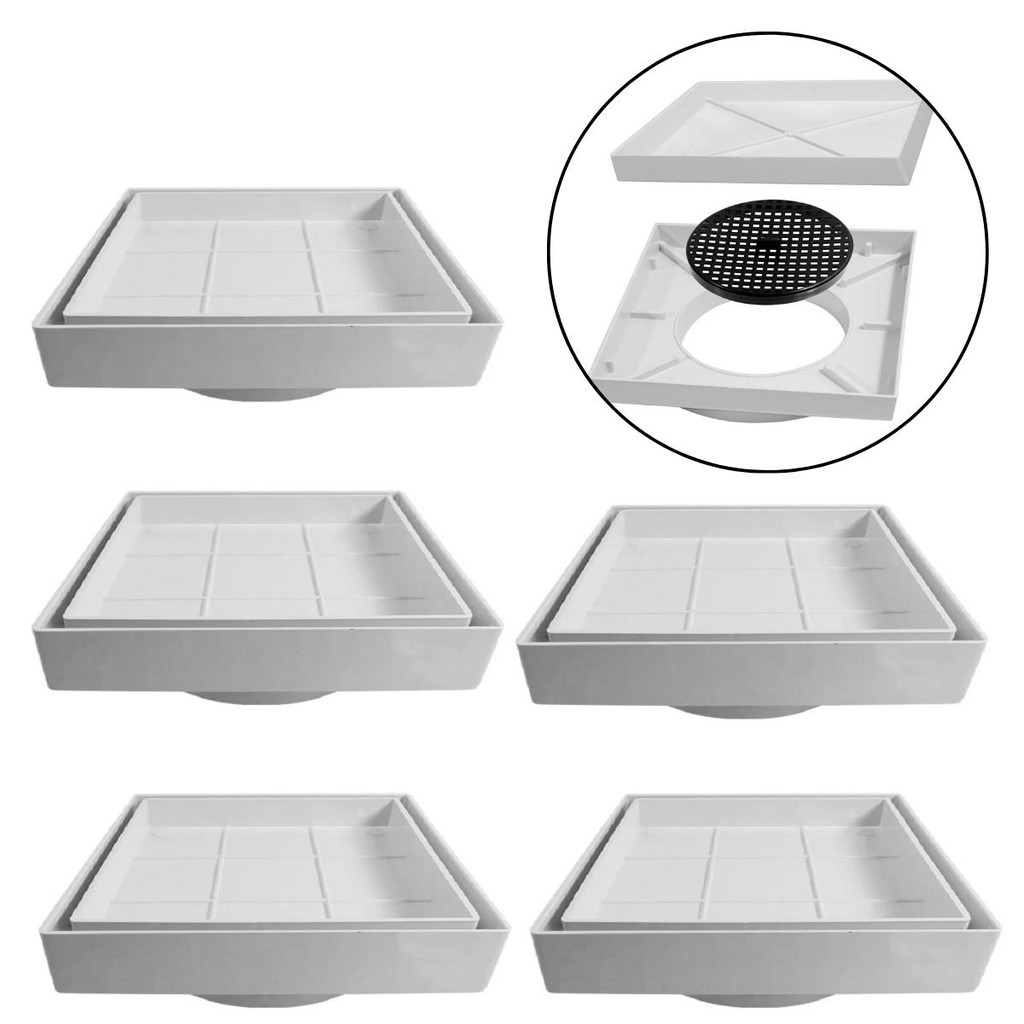 Kit 5 Ralos Invisíveis Tampa Oculta Sifonado 15x15cm Ralo Oculto Moderno para Piso Banheiro Cozinha Obra Casa