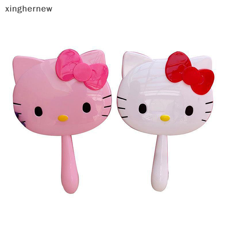 xinghernew Cartoon Sanrio Hello Kitty Maquiagem Manual Mirror Kawaii Kt Cat Handle Espelhos Menina Aniversário Gift XHW