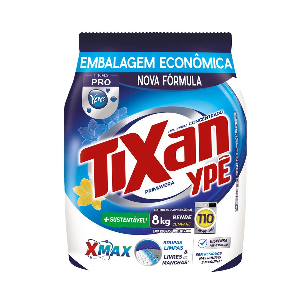 Lava Roupas em Pó Primavera Pro Sachê 8kg Tixan Ypê em Oferta na Shopee