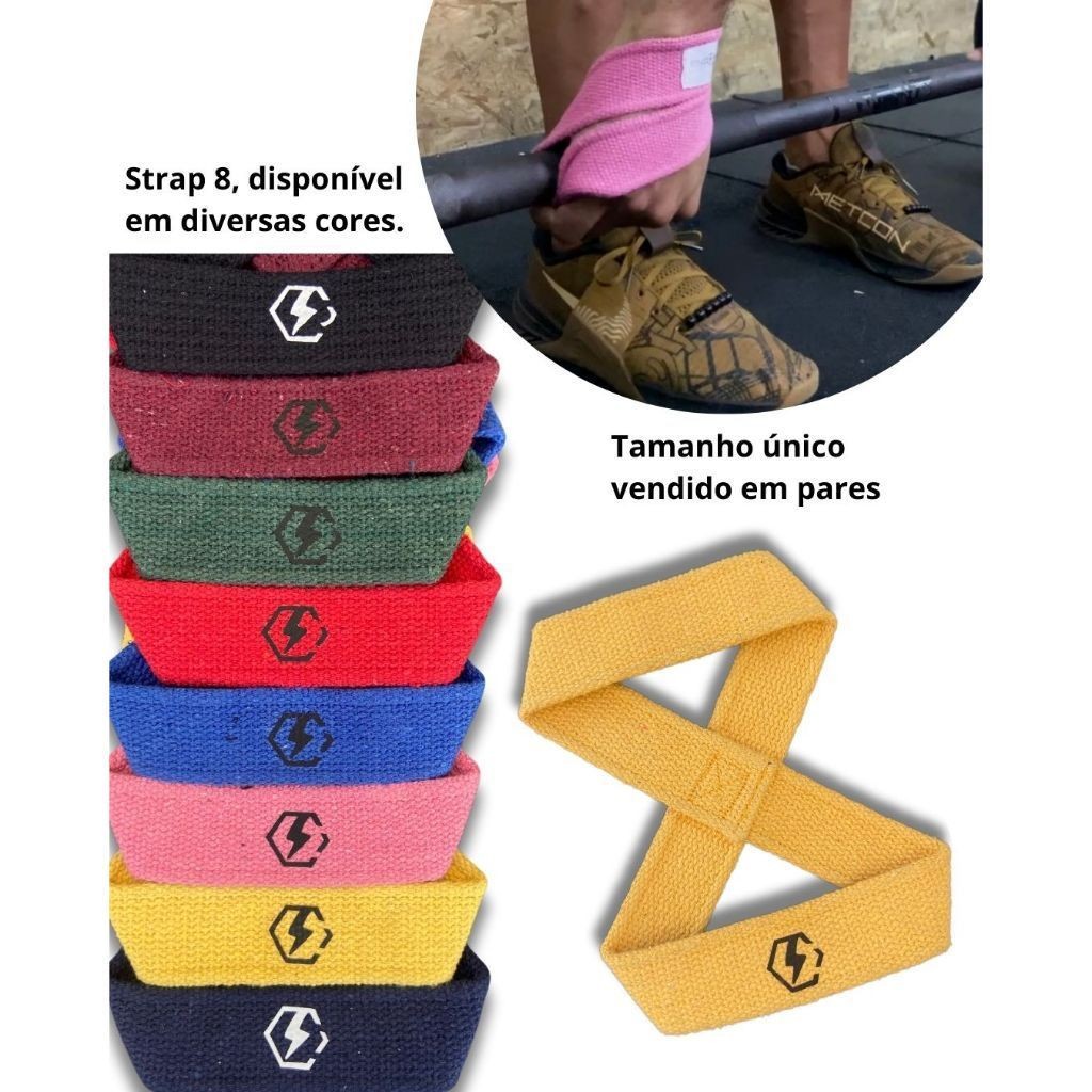 1 Par Tala Straps 8 100% Algodão para Musculação Funcional LPO
