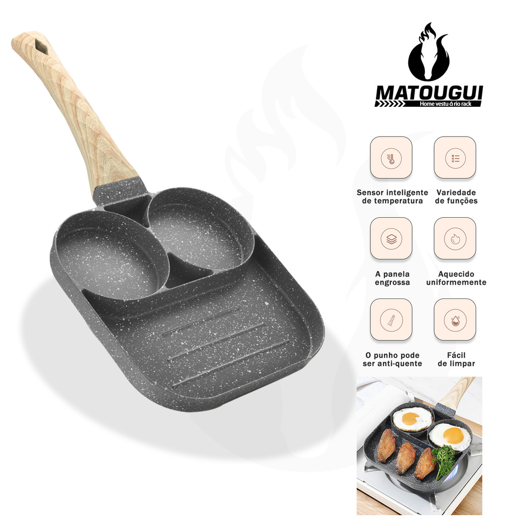 Frigideira Antiaderente 4 em 1 – Ovo, Hambúrguer, Crepe e Panqueca 28cm Indução