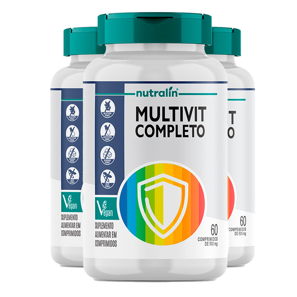 Kit 3x Multivitamínico Completo Vitaminas e Minerais 60 Comp.