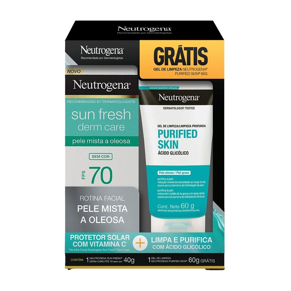 Promo Neutrogena Sun Fresh Facial SPF 70 40g + Purified Skin 60g em Oferta na Shopee