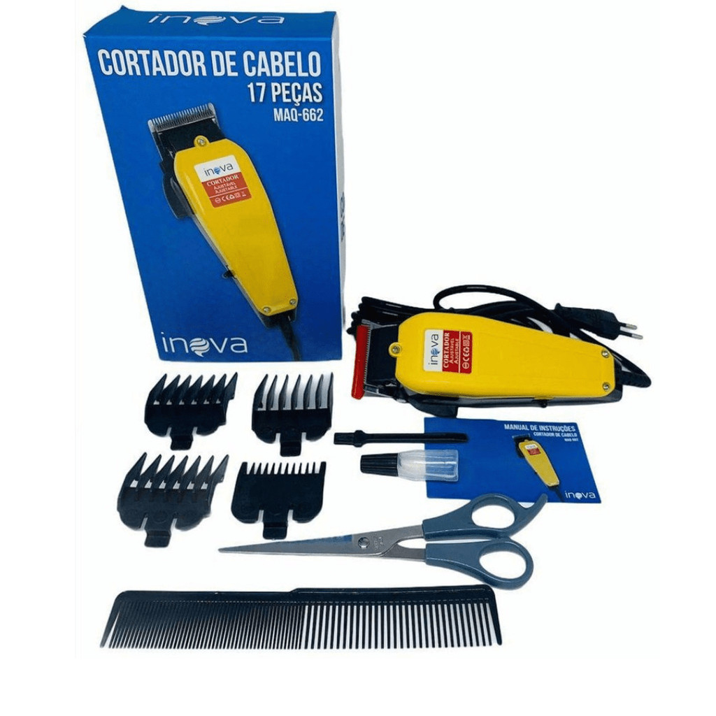 Máquina cortador cabelo barbeador com fio profissional salão maquininha 110v