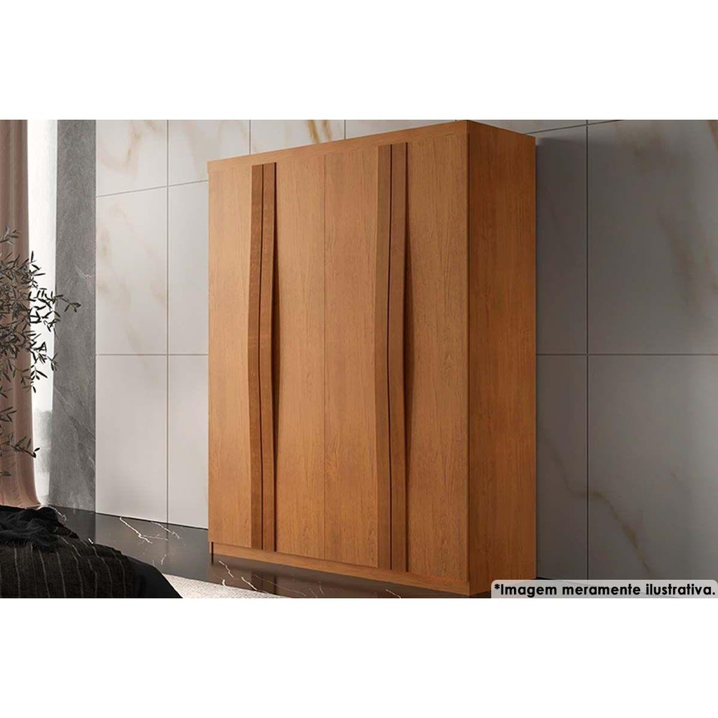 Guarda Roupa Solteiro 4 Portas e 2 Gavetas Grécia Naturale - Rufato em Oferta na Shopee