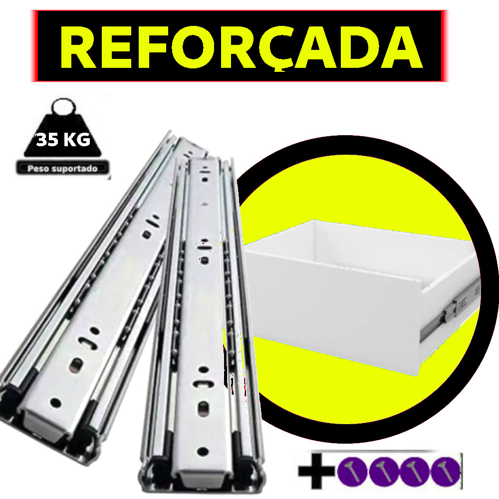 Corrediça Trilho Telescópica de gaveta/armário/ móveis 30CM/35CM/40CM/45CM/50CM  Larga Reforçada PAR X PROMO em Oferta na Shopee